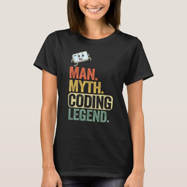 T-shirt Homme Myth Coding Legend Coder Papa Geek Ordinateu (Devant)
