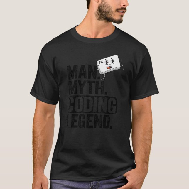 T-shirt Homme Myth Coding Legend Coder Papa Geek Ordinateu (Devant)