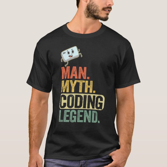 T-shirt Homme Myth Coding Legend Coder Papa Geek Ordinateu (Devant)