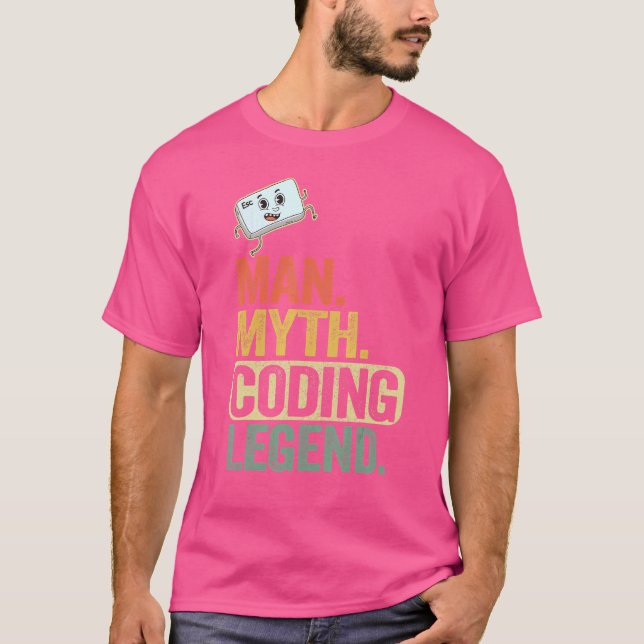 T-shirt Homme Myth Coding Legend Coder Papa Geek Ordinateu (Devant)