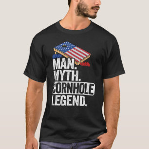 T-shirt Homme Mythe Cornhole Legend USA Drapeau Corn Hole