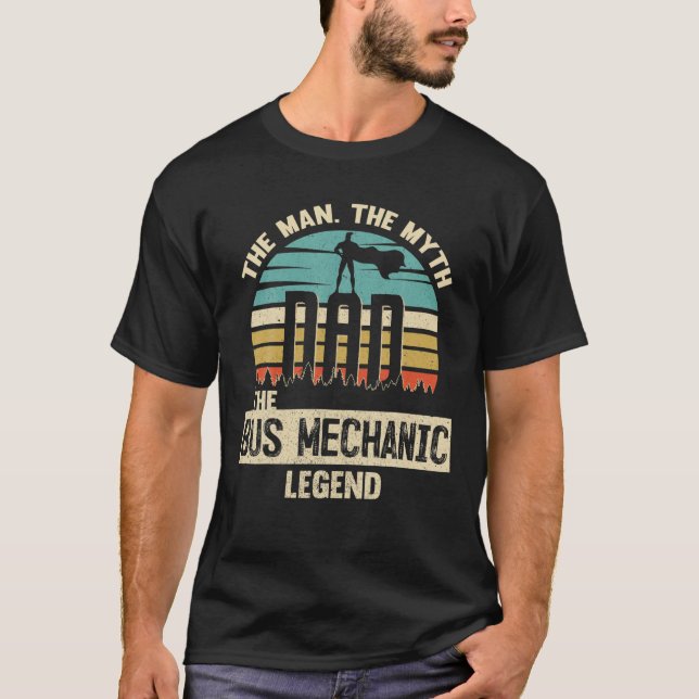 T-shirt Homme Mythe Légende Papa Mécanicien d'autobus (Devant)