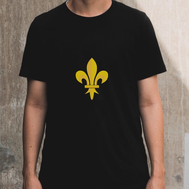 T-shirt homme noir avec Fleur de Lys Or (Fleur de Lis Men's T-Shirt)