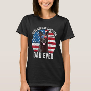T-shirt Homme Noir Berger Allemand Papa Drapeau Américain 