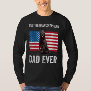 T-shirt Homme noir berger allemand père américain Drapeau