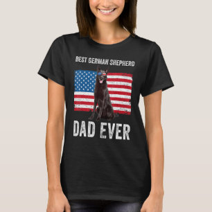 T-shirt Homme noir berger allemand père américain Drapeau