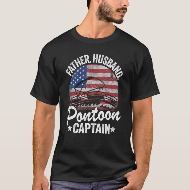 T-shirt Homme Père Mari Pontoon Capitaine Papa Américain F (Devant)