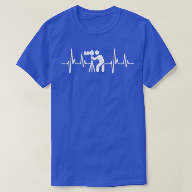 T-shirt Homme Photographe Profession Ligne Heartbeat (Design devant)