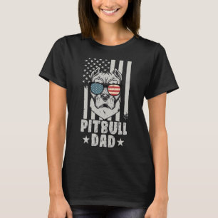 T-shirt Homme Pitbull Papa Américain Drapeau Pitbull Chien