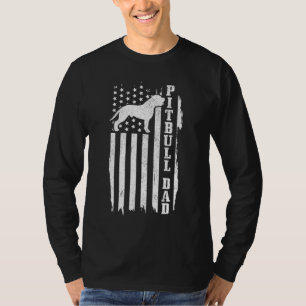 T-shirt Homme Pitbull Papa Vintage Américain Drapeau Patri