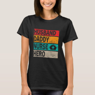 T-shirt Homme Rétro Mari Papa Infirmier Héros Fête des Pèr