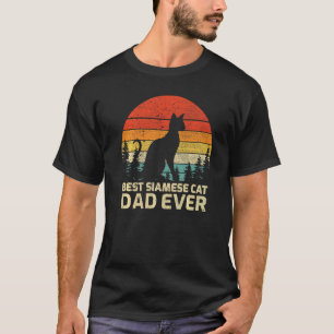 T-shirt Homme Rétro Vintage Meilleur Père Chat Siamois Déj