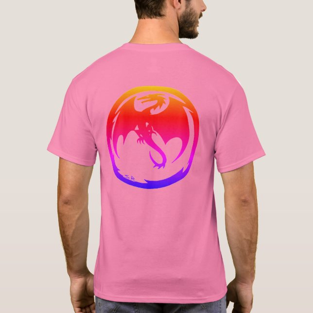 T-shirt homme rose Dragon Néon dos (Dos)