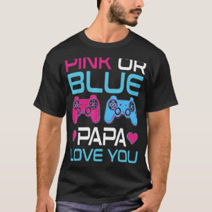 T-shirt Homme Rose Ou Bleu Genre Révéler Vidéo Jeu Papa Fa