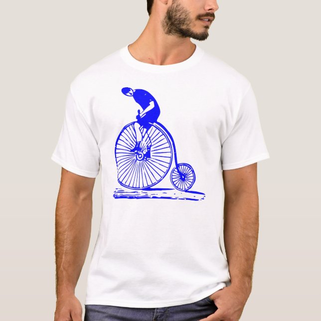 T-shirt Homme sur un penny Farthing - Bleu (Devant)