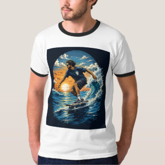 T-shirt Homme surfant sur les vagues