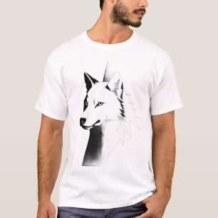 T-shirt homme tête de loup géométrique gras