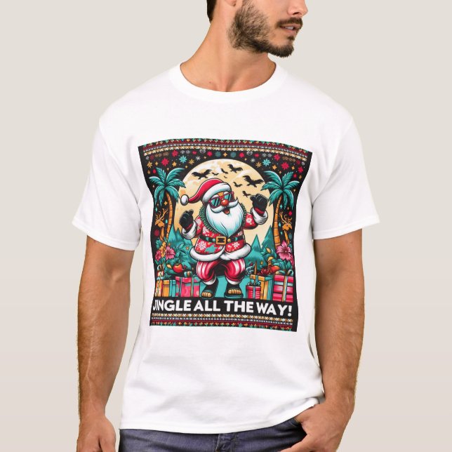 T-shirt homme tropical Noël Père Noël Fun (Devant)