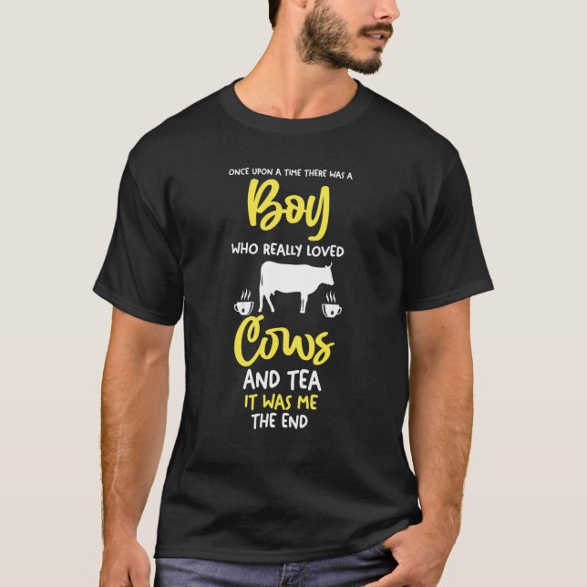 T-shirt Homme Un Garçon Qui Aime Le Thé Et La Vache (Devant)