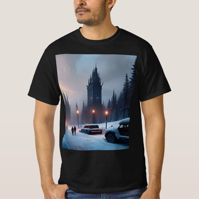 T-shirt Homme - Une ville d'hiver (Devant)