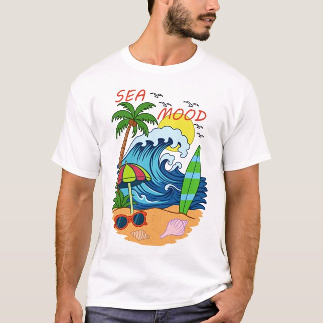 T-Shirt Homme Vague et Palmier (Devant)