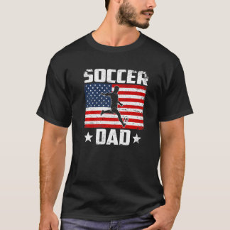 T-shirt Homme Vintage Football Papa Us Drapeau Distressed 