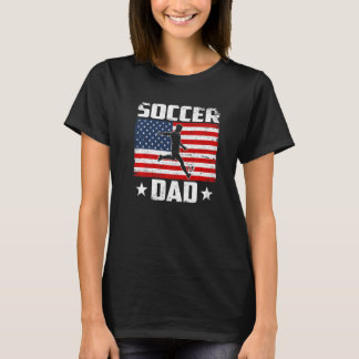 T-shirt Homme Vintage Football Papa Us Drapeau Distressed 