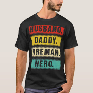 T-shirt Homme Vintage Mari Daddy Fireman Hero Pompier
