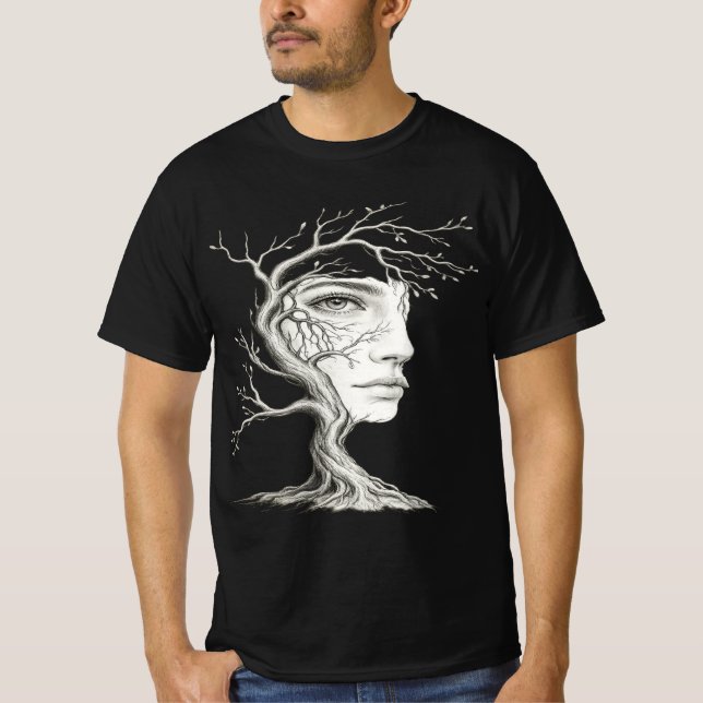 T-Shirt Homme Visage d'Arbre Surréaliste (Devant)