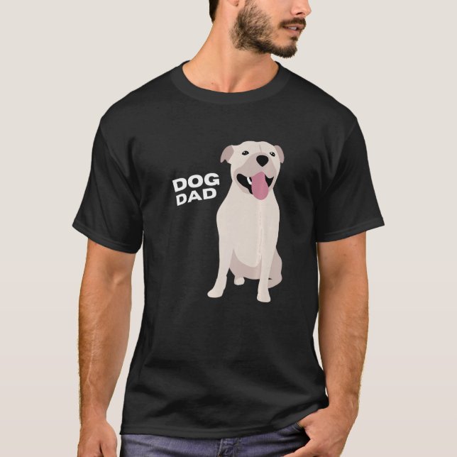 T-shirt Homme White Staffordshire Bull Terrier Chien Papa  (Devant)