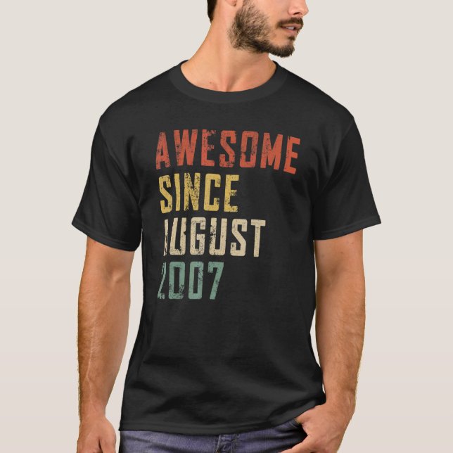 T-shirt Hommes 15 Ans Awesome Depuis Août 2007 15st B (Devant)