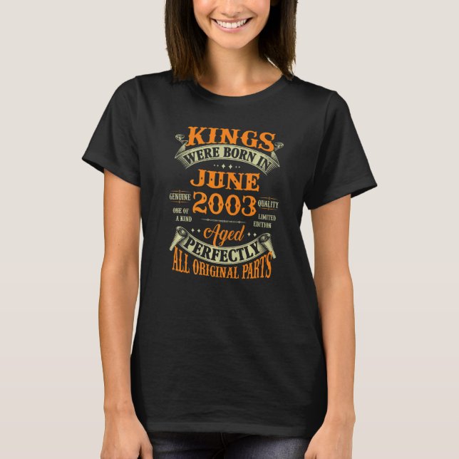 T-shirt Hommes 19e Anniversaire Des Rois Nés En Juin 2003  (Devant)