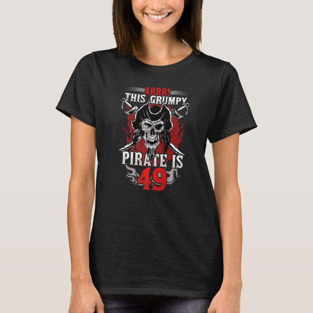 T-shirt Hommes 49e anniversaire Grumpy Pirate Tourner 49 (Devant)