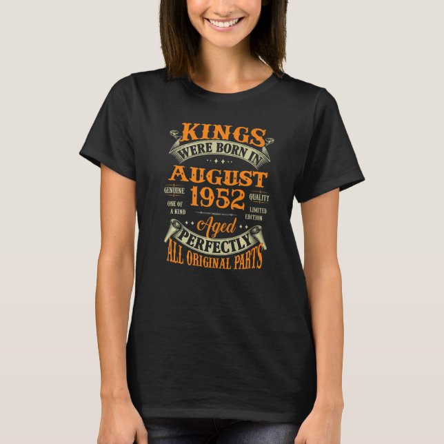T-shirt Hommes 70e Anniversaire Des Rois Nés En Août 1952  (Devant)
