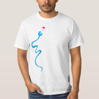 T-shirt Hommes affectueux bleus mignons de serpent de