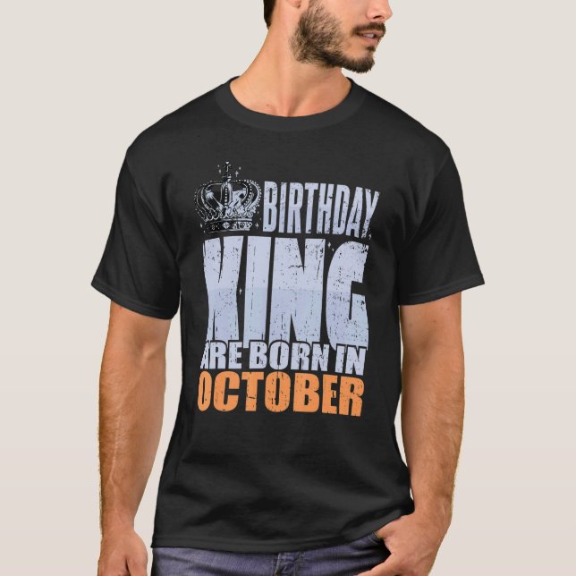 T-shirt Hommes Anniversaire Roi Né En Octobre Anniversaire (Devant)