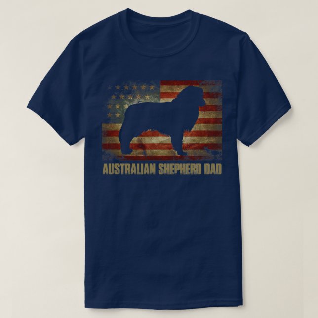 T-shirt Hommes Australian Shepherd Papa Vintage Américain (Design devant)