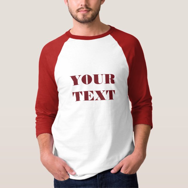 T-shirt Hommes Basic 3/4 Manches Raglan Modèle Blanc/Rouge (Devant)