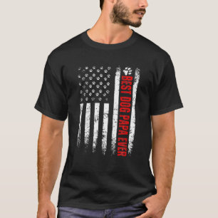 T-shirt Hommes Best Dog Papa Ever American Flag Famille Fa