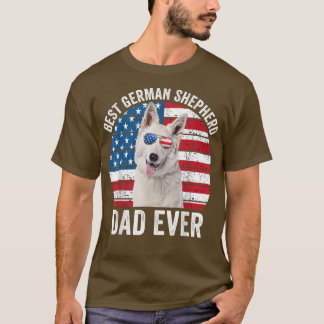 T-shirt Hommes Blanc Allemand Berger Papa Américain Drapea