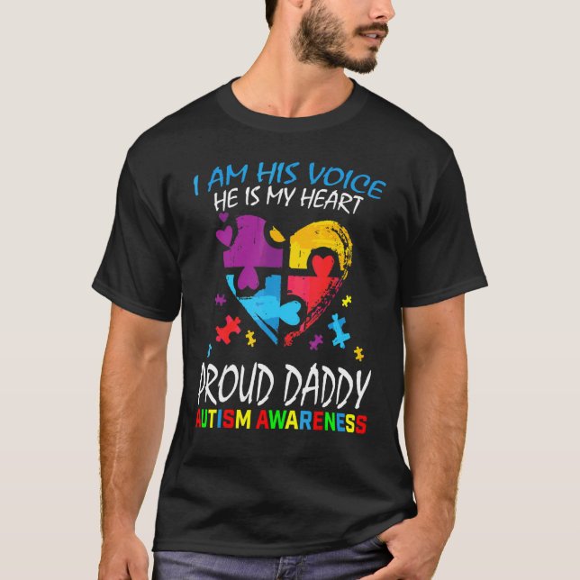 T-shirt Hommes Bleu Fier Papa Sensibilisation sur l'autism (Devant)