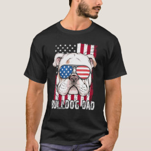 T-shirt Hommes Bulldog Papa Père Jour Drapeau américain Pa