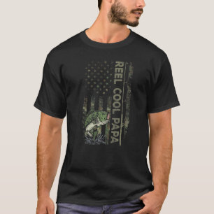 T-shirt Hommes Camouflage Drapeau Américain Cool Papa Fish