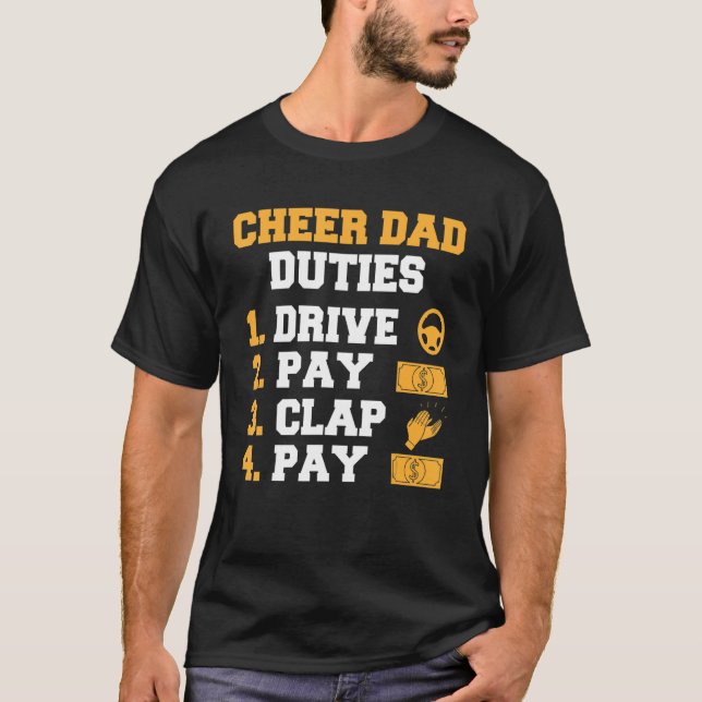 T-shirt Hommes Cheer Papa Duties Drive Pay Clap Cheerleade (Devant)