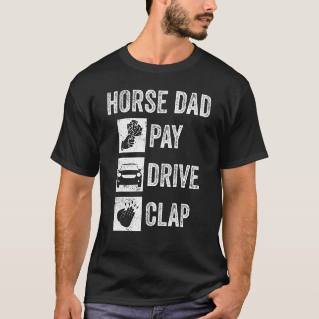 T-shirt Hommes Cheval Papa Payer Clap Voiture Équestre Che (Devant)