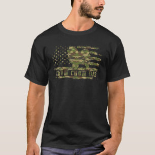 T-shirt Hommes Chow Chow Papa Camouflage Drapeau Américain
