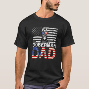 T-shirt Hommes Cool Doberman Papa Usa Drapeau Patriotique 