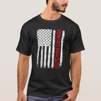T-shirt Hommes Cool Fête des pères Drapeau américain Denti