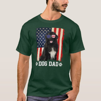 T-shirt Hommes Cool Terre-Neuve Chien papa Drapeau américa