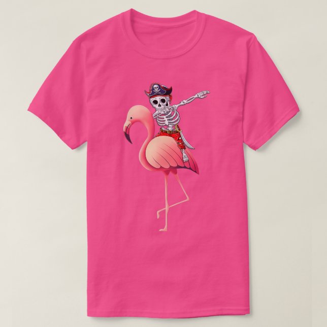 T-shirt Hommes Dabbing Pirate Skeleton Flamant rose Hallow (Design devant)